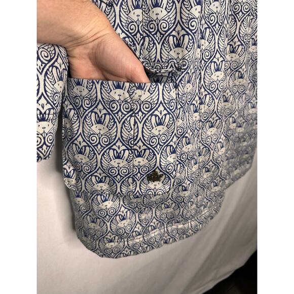 Hemp HoodLamb Limited Edition Jeremy Fish Rabbit Bunny Print Long coat Small - Picture 4 of 11